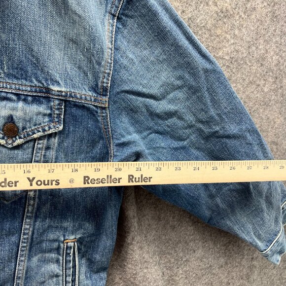 Ralph Lauren Denim Jacket Women Large Blue Jean Button Down Vintage Distressed - Picture 4 of 12